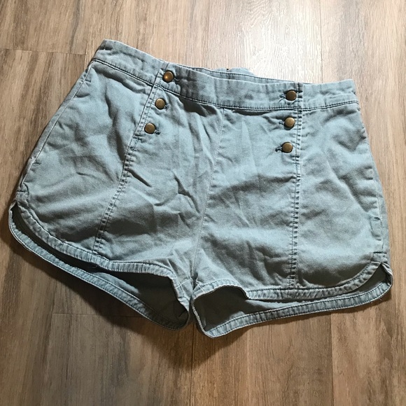 BDG Light blue button front tie back shorts - Picture 1 of 5
